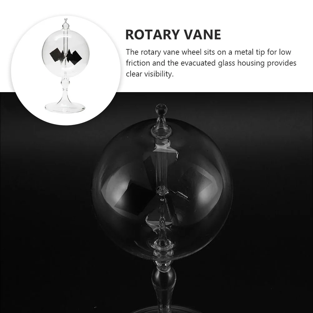1 szt. Przezroczysty radiometr Crooka zasilany energią słoneczną, koło obrotowe z łopatkami o niskim współczynniku tarcia do demonstracji naukowych w klasie.