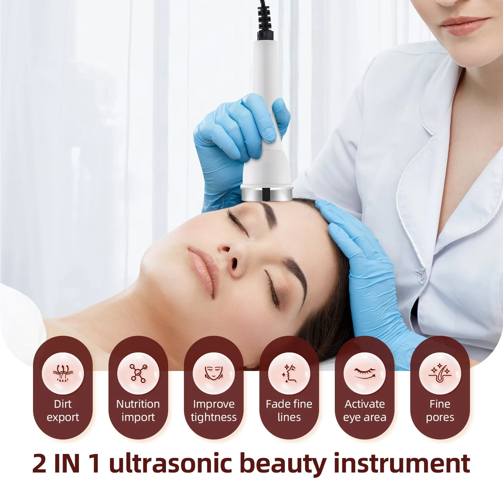 Ultrasonic Facial Lifting Machine Tighten Skin Wrinkles Removal Shrink Pores Facial Spa Nutrition Import Clean Tool