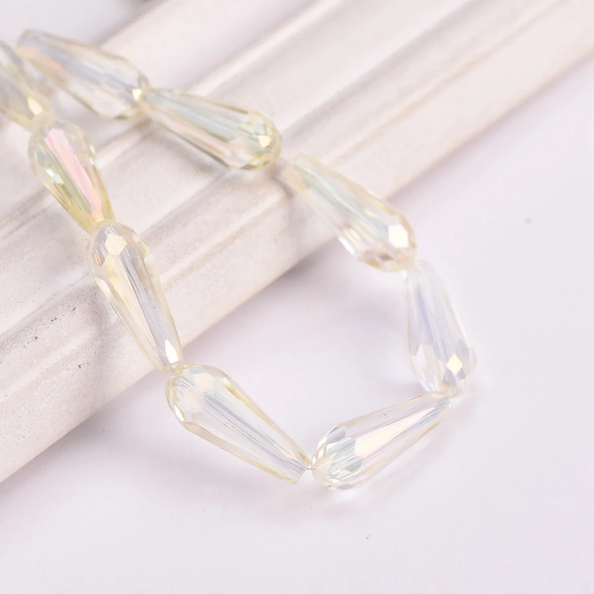 10pcs Colorful Long Teardrop Shape 20x8mm Faceted Crystal Glass Loose Beads For Jewelry Making DIY Crafts Findings