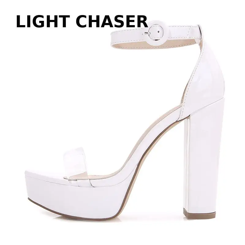 Platform High Heels Ladies Pumps Sexy Sandals Women Ankle Strap Female Block-heel Sandals 2022 Summer New Party Wedding Shoes