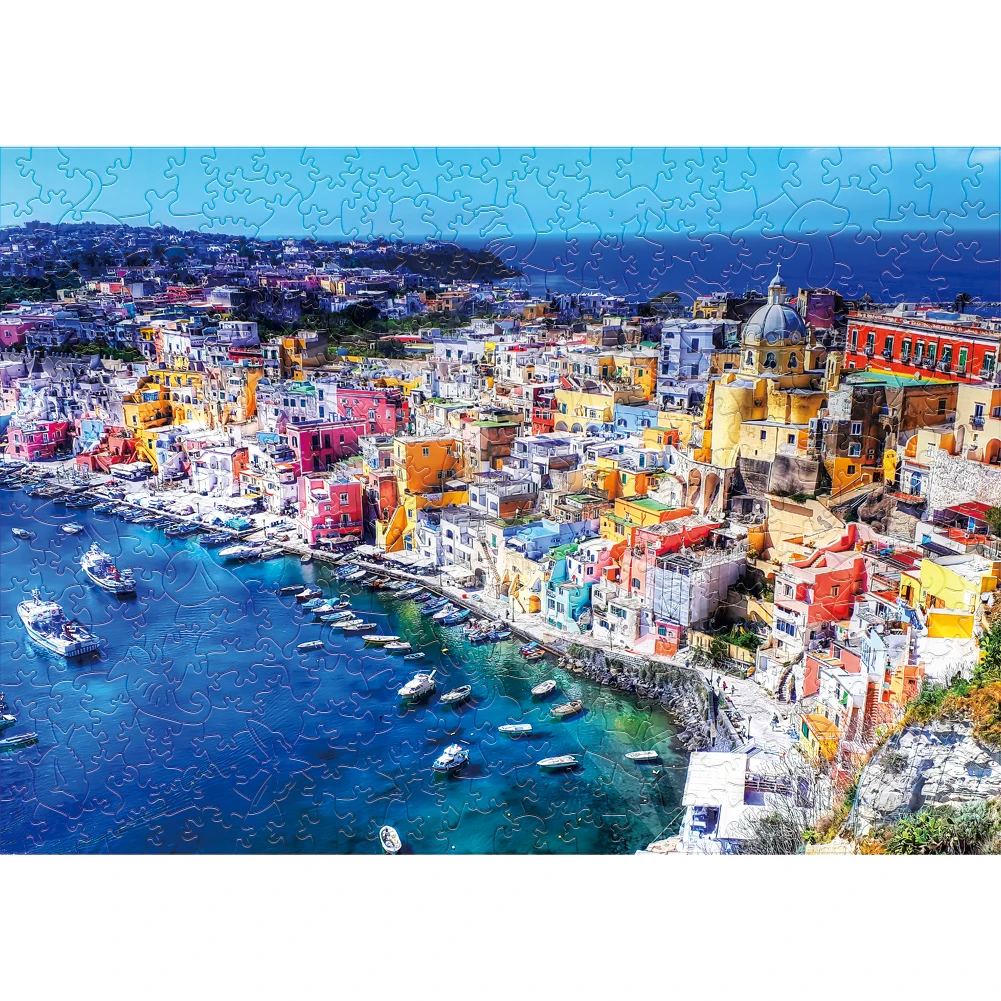 Procida Island Wooden Jigsaw Puzzle para crianças, Jogos Montessori, Caixas Secretas, Brinquedos Cenário para Crianças, Atacado