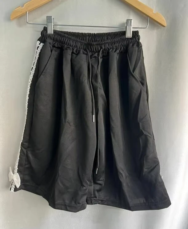Y2K Lace Patchwork Wide Leg Shorts Women 2026 Summer Japanese Style Harajuku All Match Loose Elastic Waist Student Short Pants