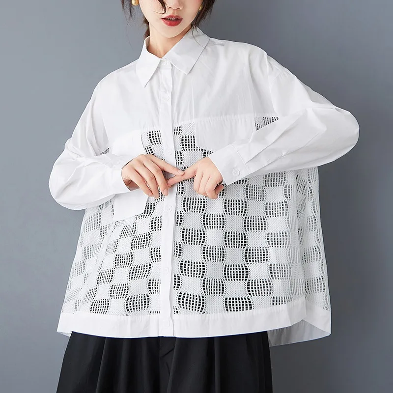 

niche design sense heavy industry burnt flower hollow hanging wrinkle resistant shirt irregular pocket decorative top