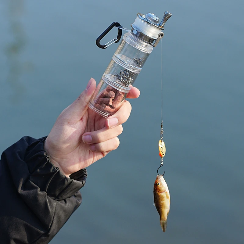 outdoor-fishing-bottle-portable-bait-storage-box-detachable-compartment-carabiner-clip-camping-fishing-gear-supplies-accessories