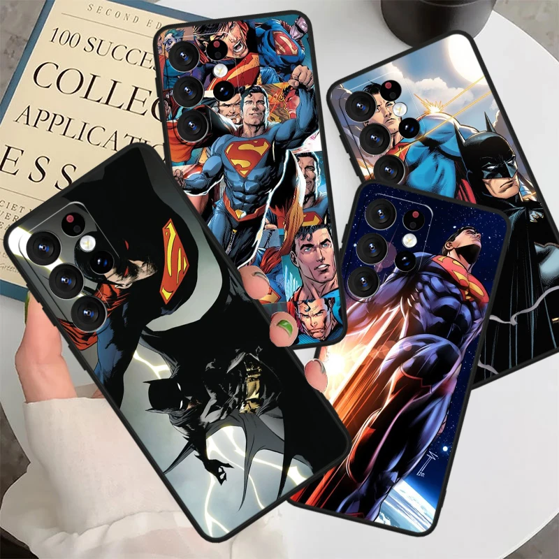 

Batman Supermans For Samsung S24 S23 S22 S21 S20 FE S10e S10 S9 Ultra Plus Plus Soft Silicone Black Phone Case