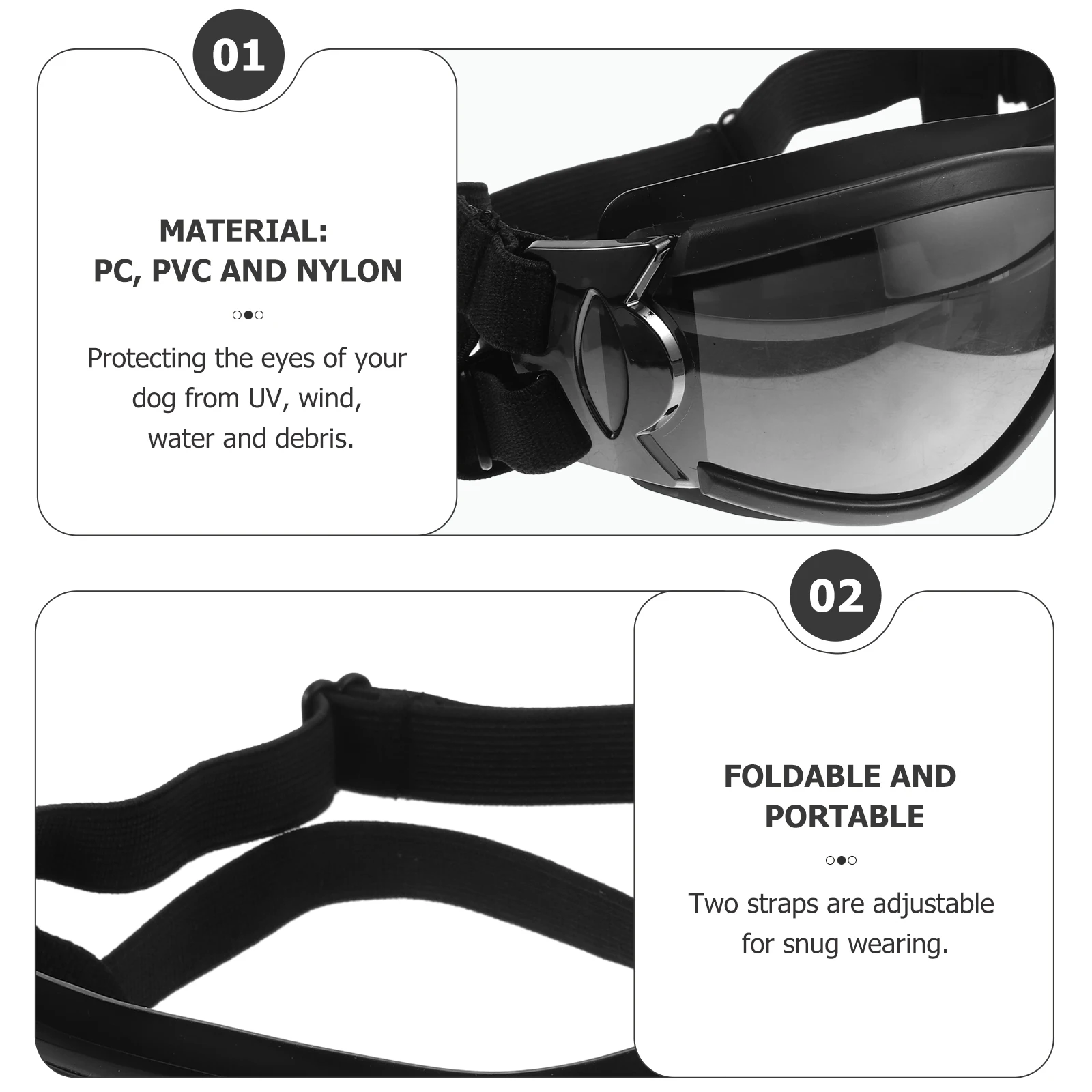 

Pet Sunglasses UV Protection Eyewear for Dogs Foldable Portable Dog Accessories Wider Nose Bridge Deeper Cup Sturdy