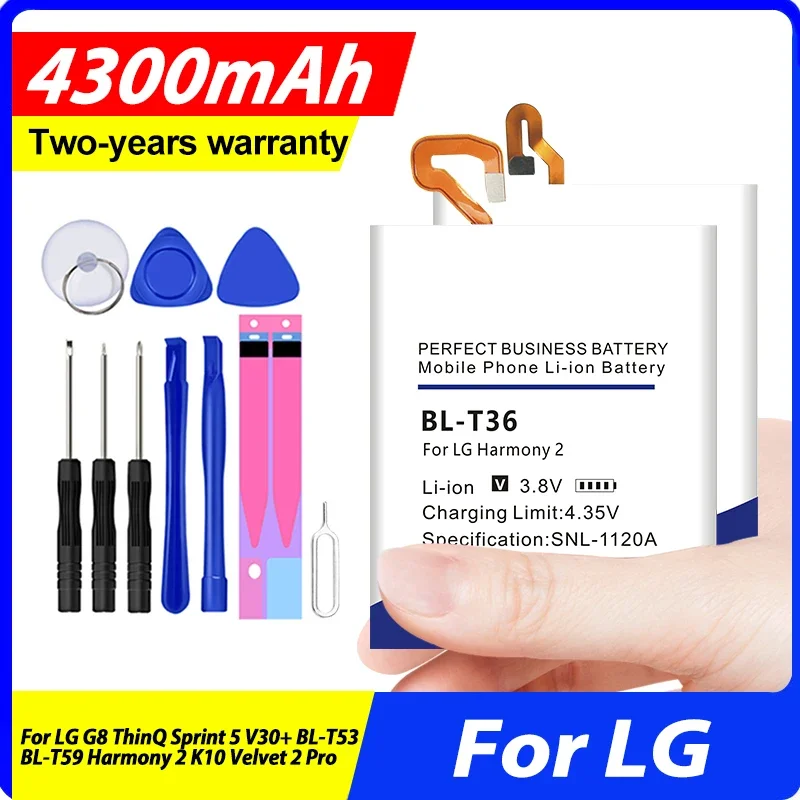 BL-T44 BL-T53 BL-T34 BL-T59 BL-T36 BL-T41 Battery For LG G8 ThinQ Sprint 5 V30+ BL-T53 BL-T59 Harmony 2 K10 Velvet 2 Pro + Tool