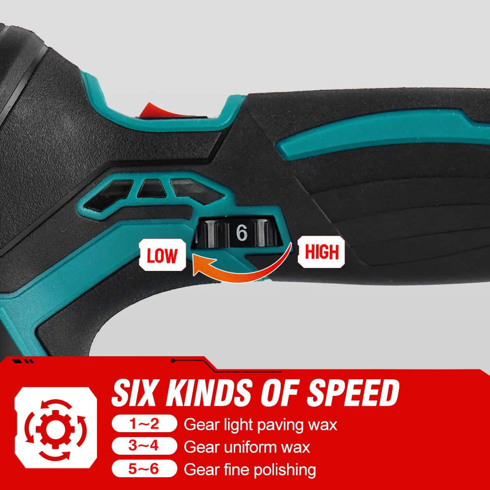 ملمع سيارات كهربائي 21 فولت من ONEVAN أداة طلاء سيارات لا سلكية 7000 دورة في الدقيقة قابلة للضبط ملمع سيارات لا سلكي لبطارية ماكيتا 18 فولت