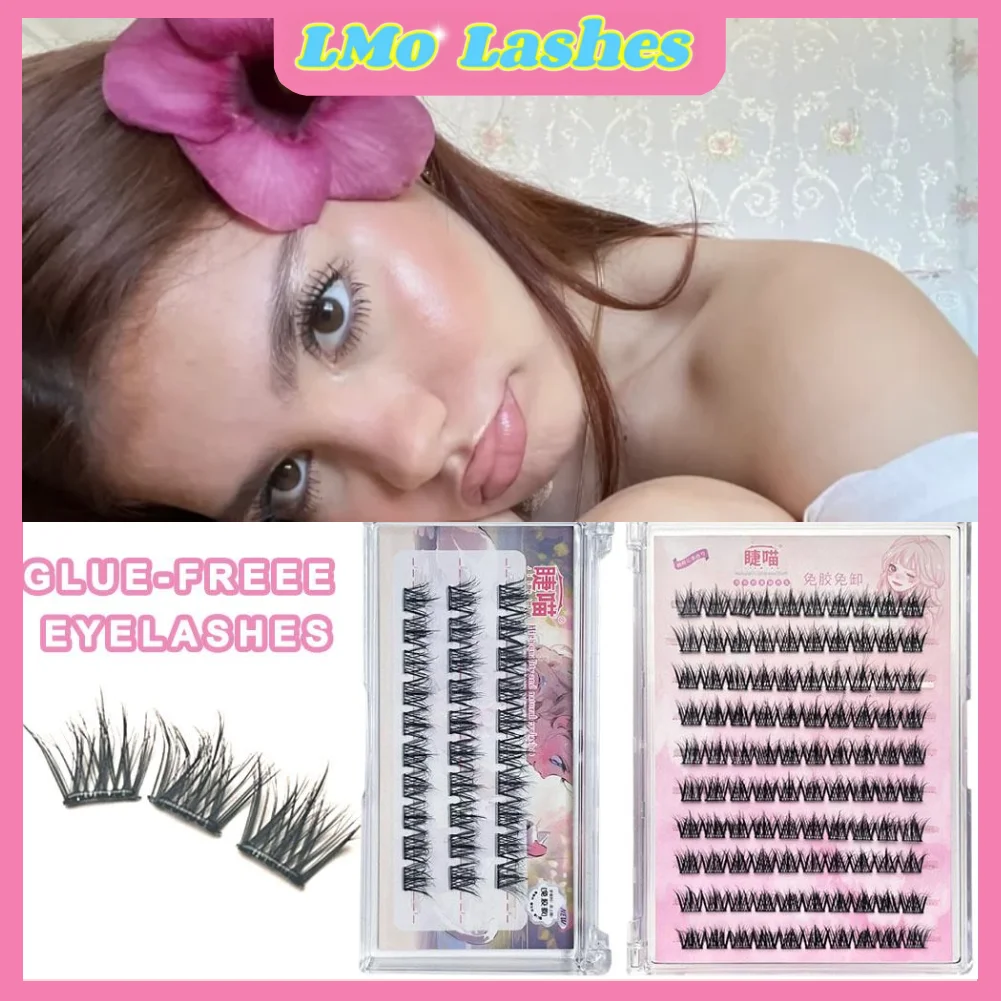 Ciglia finte visone segmentate 5D Ciglia finte autoadesive senza colla Estensioni individuali spesse naturali per il trucco quotidiano delle feste