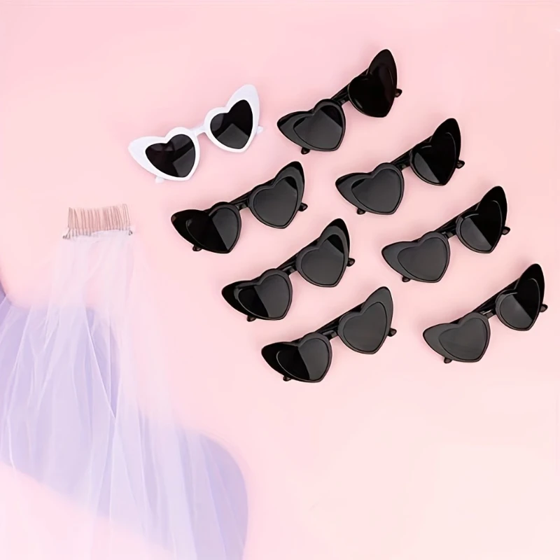 8 قطع من نظارات وصيفات العروس وحفلات الزفاف على شكل قلب مثالية لحفلات الزفاف الفردية