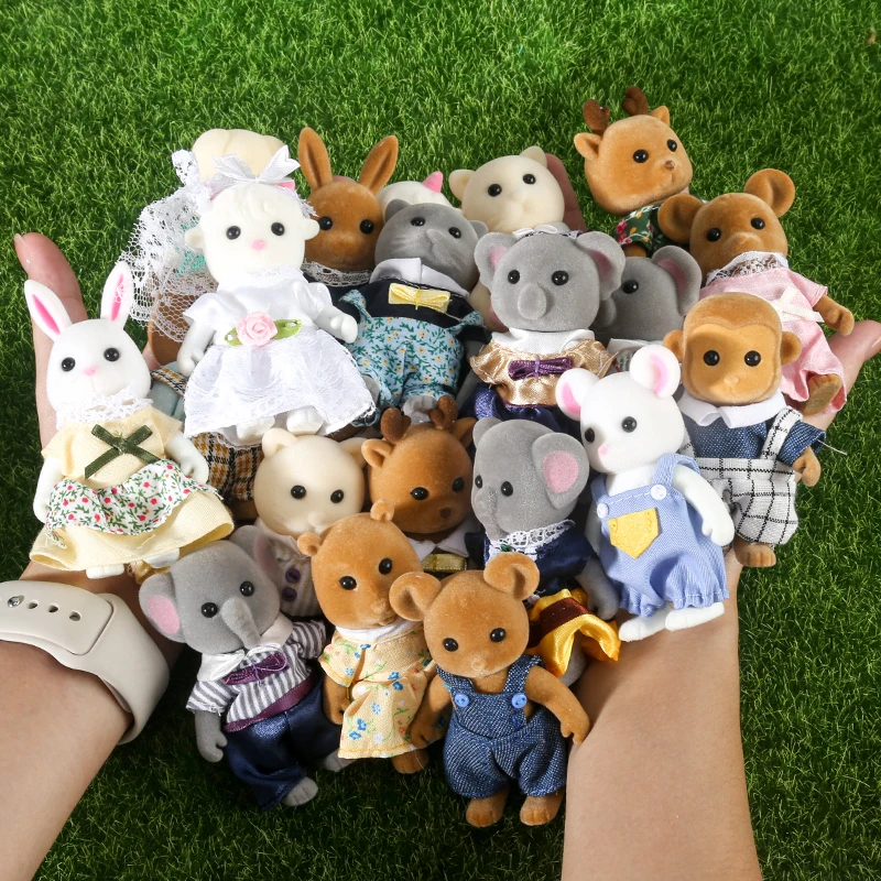 Simulation Forest Reindeer Family Doll Dollhouse Figures Furniture Set DIY Playset Play House Girls Toys Accessories Xmas Gifts