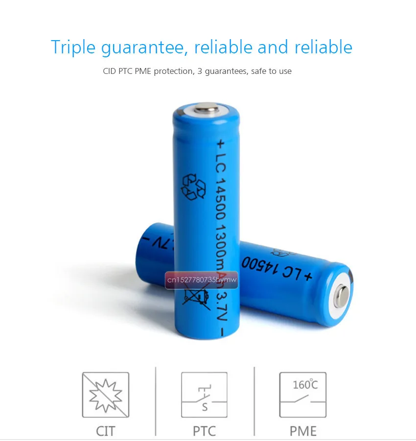 2 قطعة/الوحدة ANLB AA 14500 1300mah 3.7 فولت ليثيوم أيون بطاريات قابلة للشحن و مصباح ليد جيب ، التوصيل المجاني