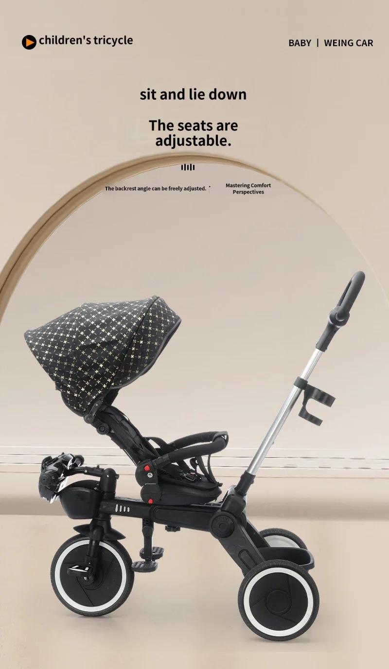 Child Tricycle Foldable Baby Stroller 1-6 Years Old Baby Pedal Stroller Lightweight Child Stroller Trike