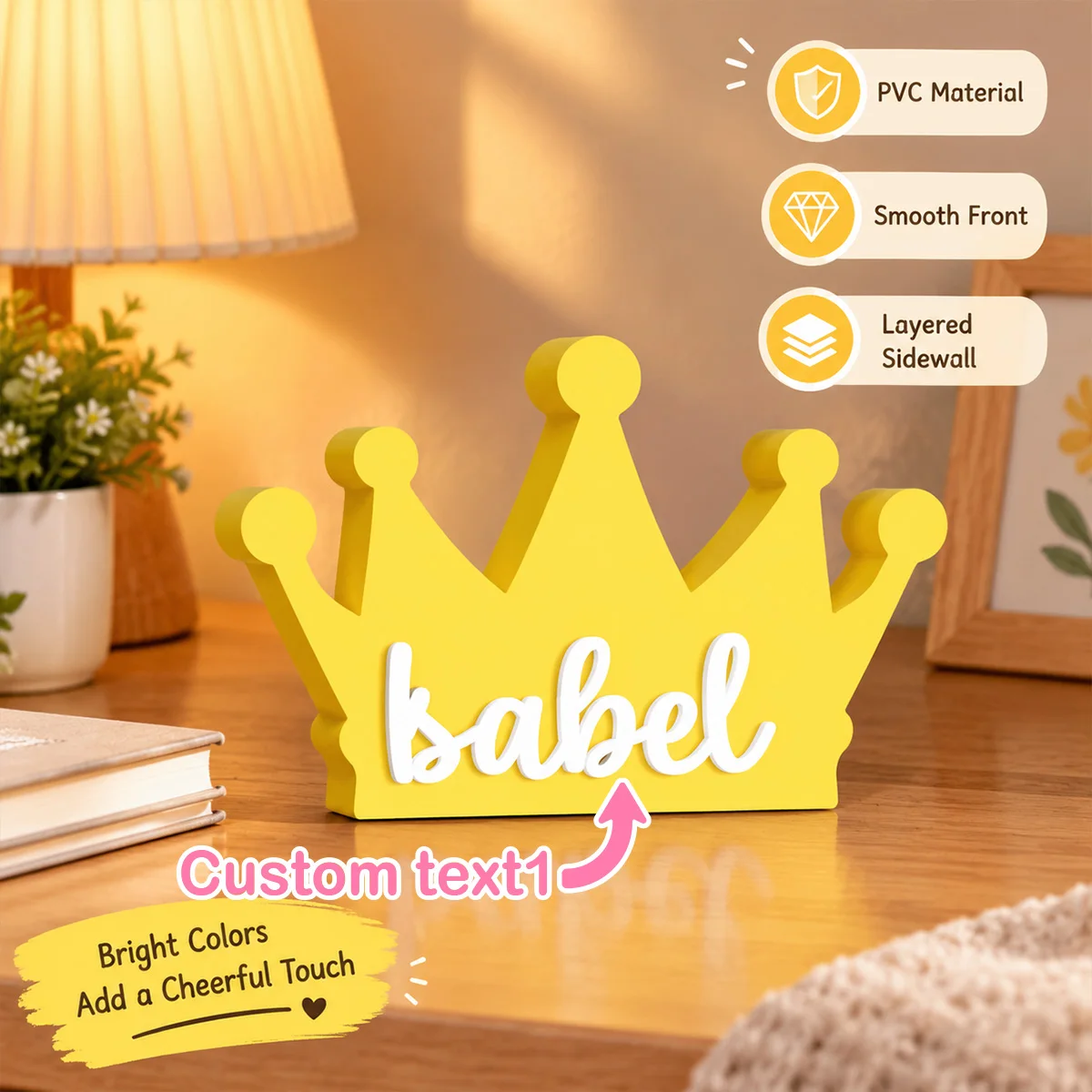 1pc personalized crown decoration ornament, custom content, home decoration, bedroom atmosphere decoration, birthday gift