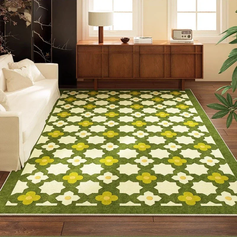 

Retro Luxurious Green Living Room Large Carpet Non-slip Washable Easy Care Bedroom Carpets Home Interior Creative Decoration Rug