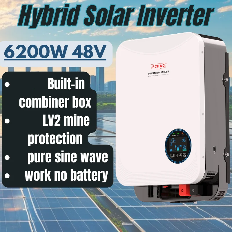 

Fchao 4.2KW/6.2KW 24V/48VDC Off Grid Hybrid Solar Pure sine wave Inverter 100A MPPT with Breaker Combiner Box No Battery Working