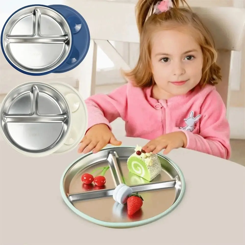

Тарелки с разделителями на присосках из нержавеющей стали 304 с силиконовым покрытием, детские, 3 секции, безопасные от падений, из безопасного материала