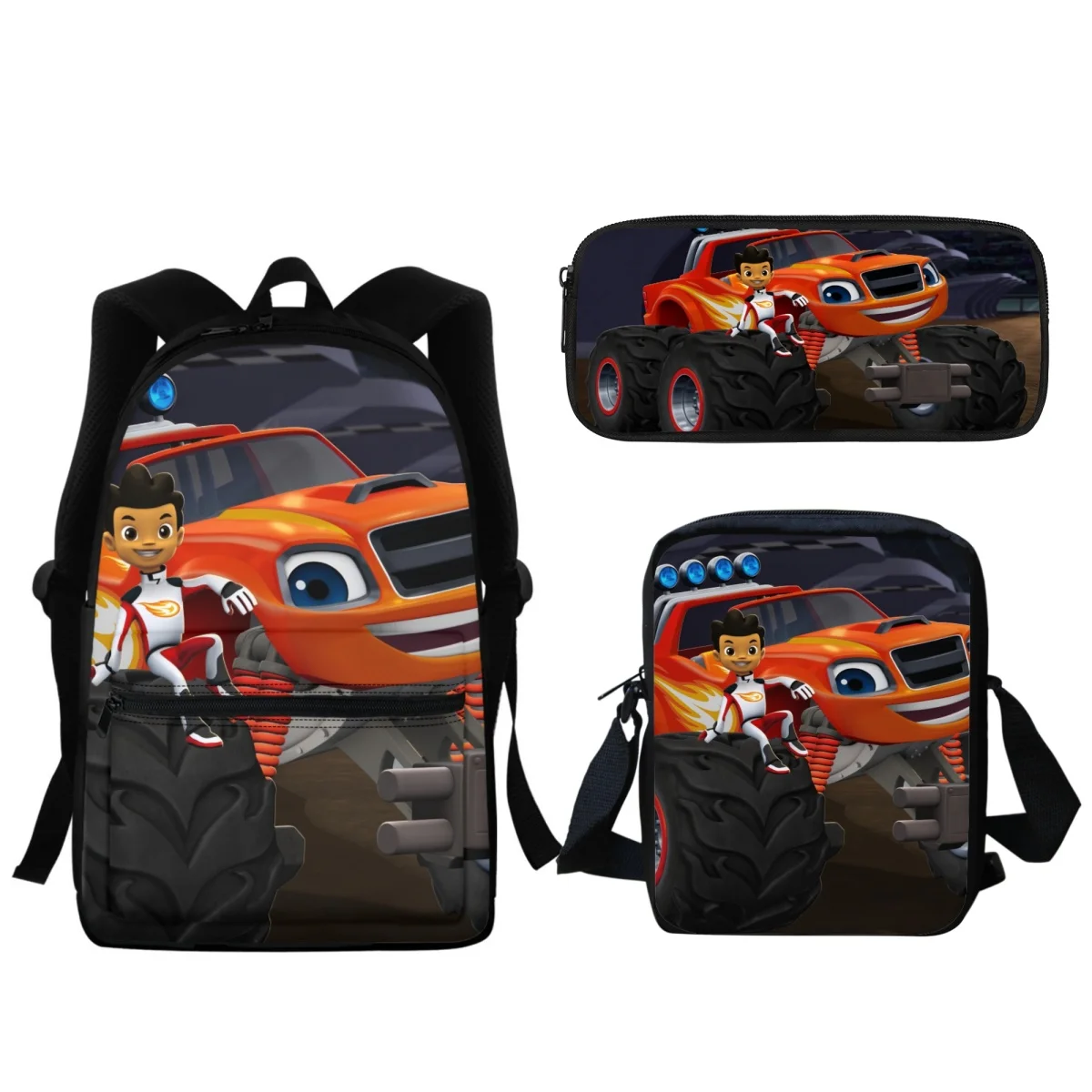 Blaze and the Monster Machines Anime Print Student School Bag Truck Fleet Design Kid Girls Children Backpack Bookbag Pencil Case