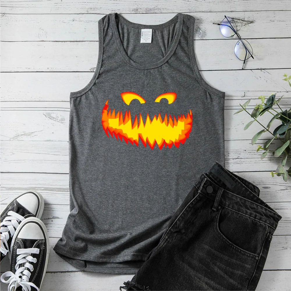 Seeyoushy Demon Smile Print Fun Printed Women's Top Summer Trend Women's Tank Top Y2K Aesthetic Clothing Hurdle Vest Top Mujer