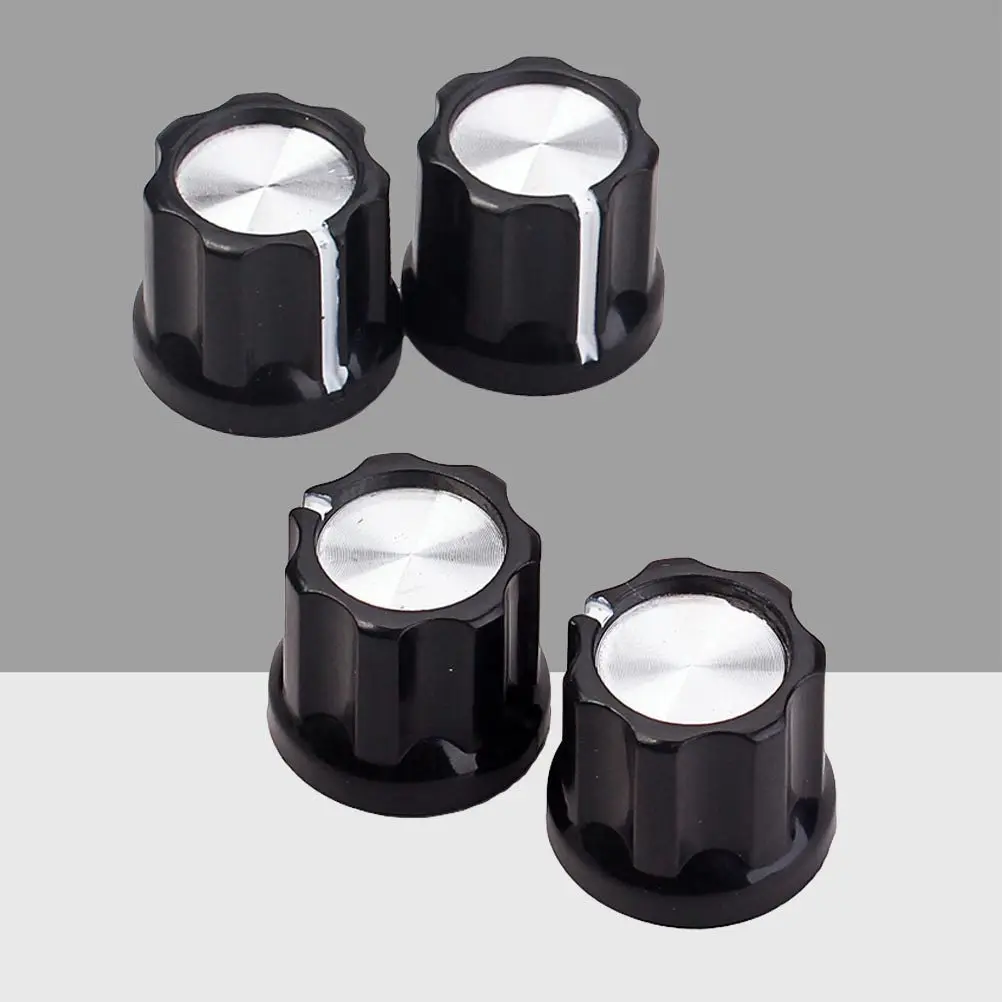 4Pcs Premium Aluminum Guitar Bass Amp Knob Kit D-Type Shaft Potentiometer Knobs for Electric Guitar Audio Mixer Speaker Volume