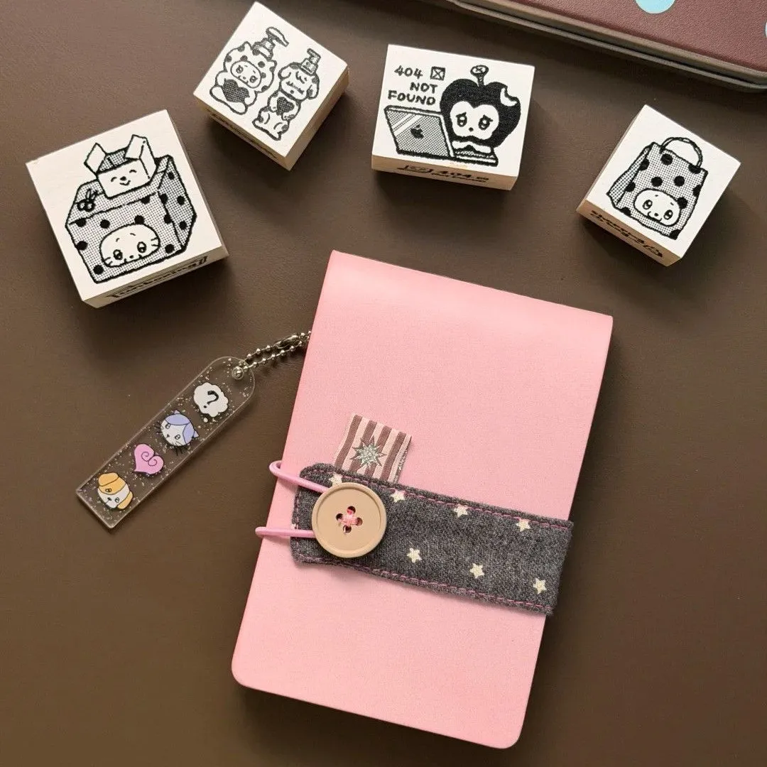 3 Holes Pink Flip-Up Pocket Notebook With Line Loose-leaf Pages Daily Logbook for Check-ins and Note-Taking Notebook