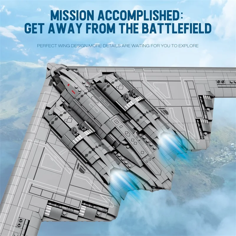 Bloques de construcción de bombardero de B-2, modelo de combate de la Fuerza Aérea, colección de exhibición de escritorio, juguetes educativos DIY para niños, regalos de vacaciones