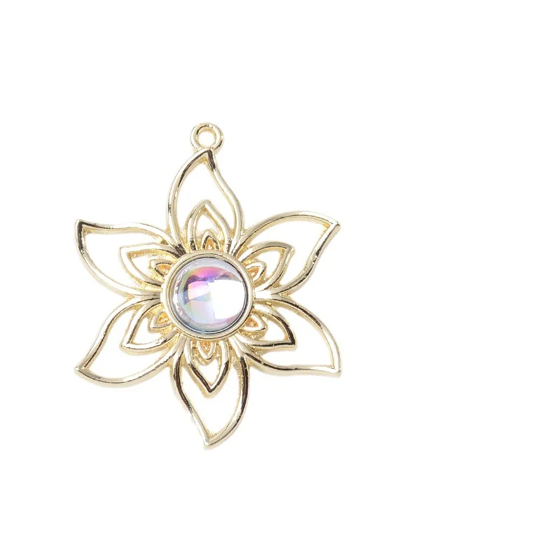 100Pcs sets European American fashion collarbone chain earrings DIY material hollow three-layer sun flower pendant manufacturer