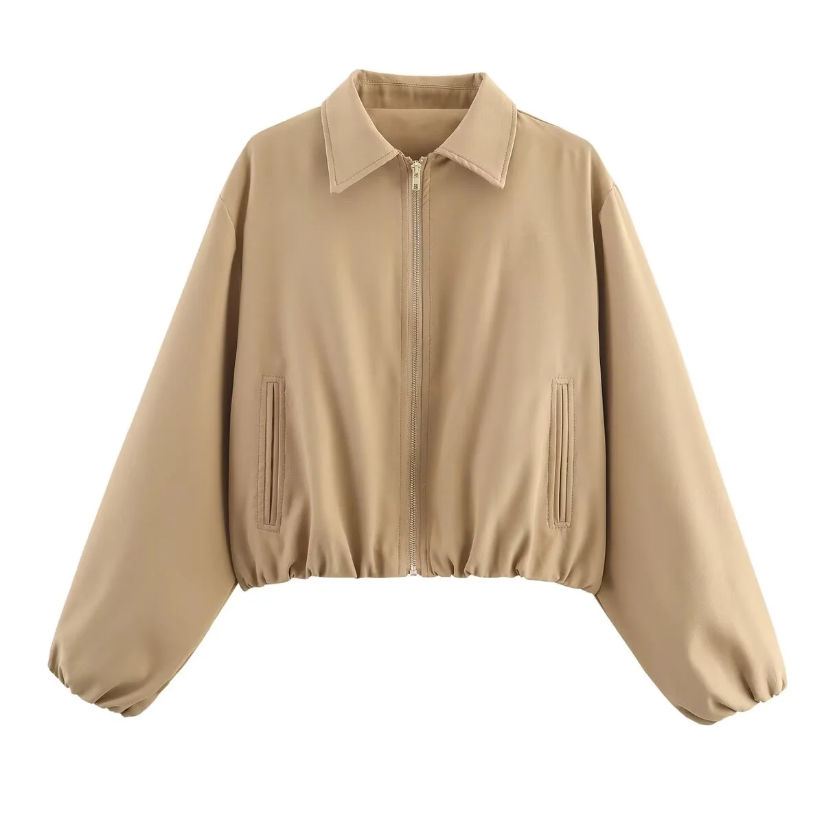 2025 خريف جديد المرأة موضة عادية ريترو تنوعا تصميم تحسس الوجه طوق سستة سترة منتفخة البنطال القصير