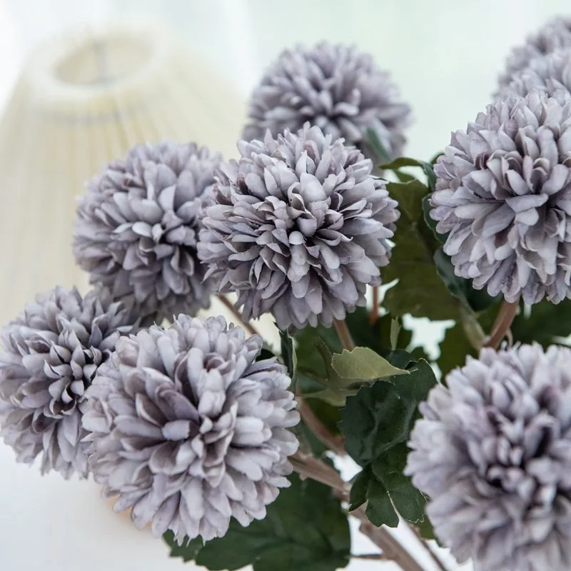 10/15 Stück Künstliche Blumen Seidenkugel Chrysantheme Hochzeits-Brautstrauß Heimtisch Fensterbank Festival-Deko DIY-Geschenk Bühnenrequisiten – Detail 8