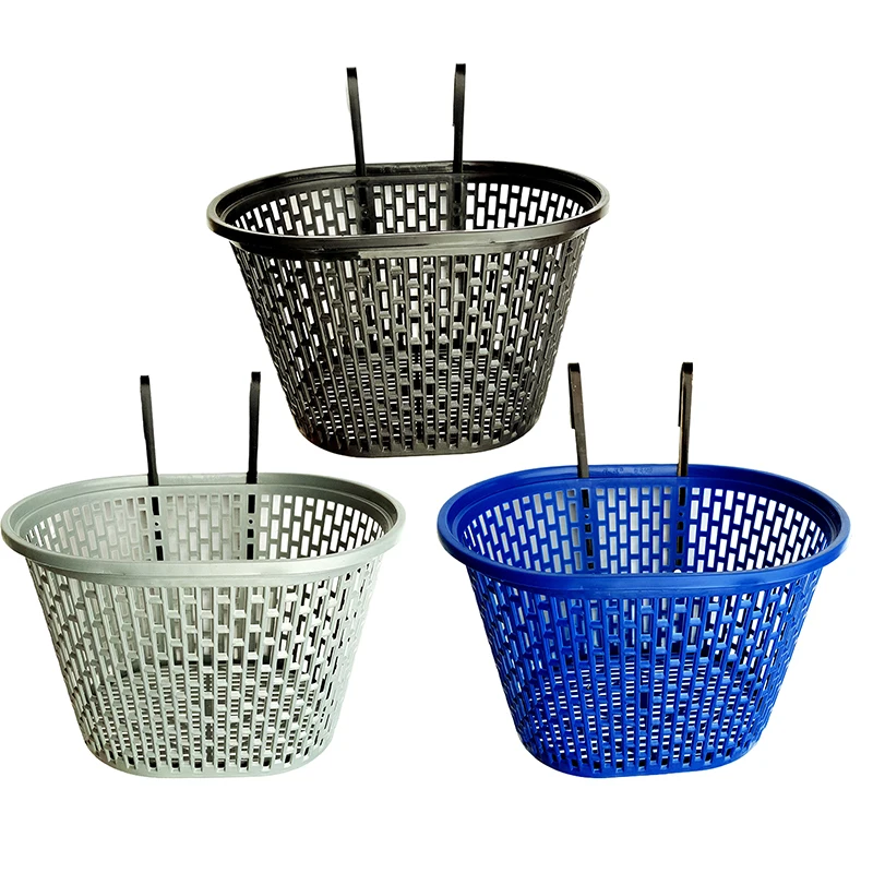 1Pc Bicycle Large Capacity Plastic Basket Durable Hollow Storage Detachable Hanging Basket Front Basket Bicycle Accessories