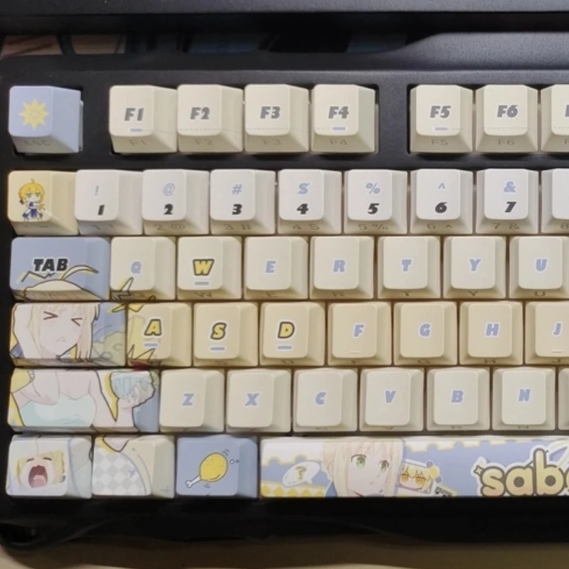 Black Saber Anime Game Theme Keycap 120 Key Cherry Profile Mechanical Keyboard Cartoon Collection Gift Transparent Cute Keycap