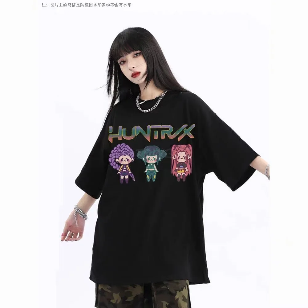 

2025 KPop Demon Hunters Huntrix T Shirts Men Women Pure Cotton Humorous T-Shirts Round Collar Tee Shirt Short Sleeve Tops