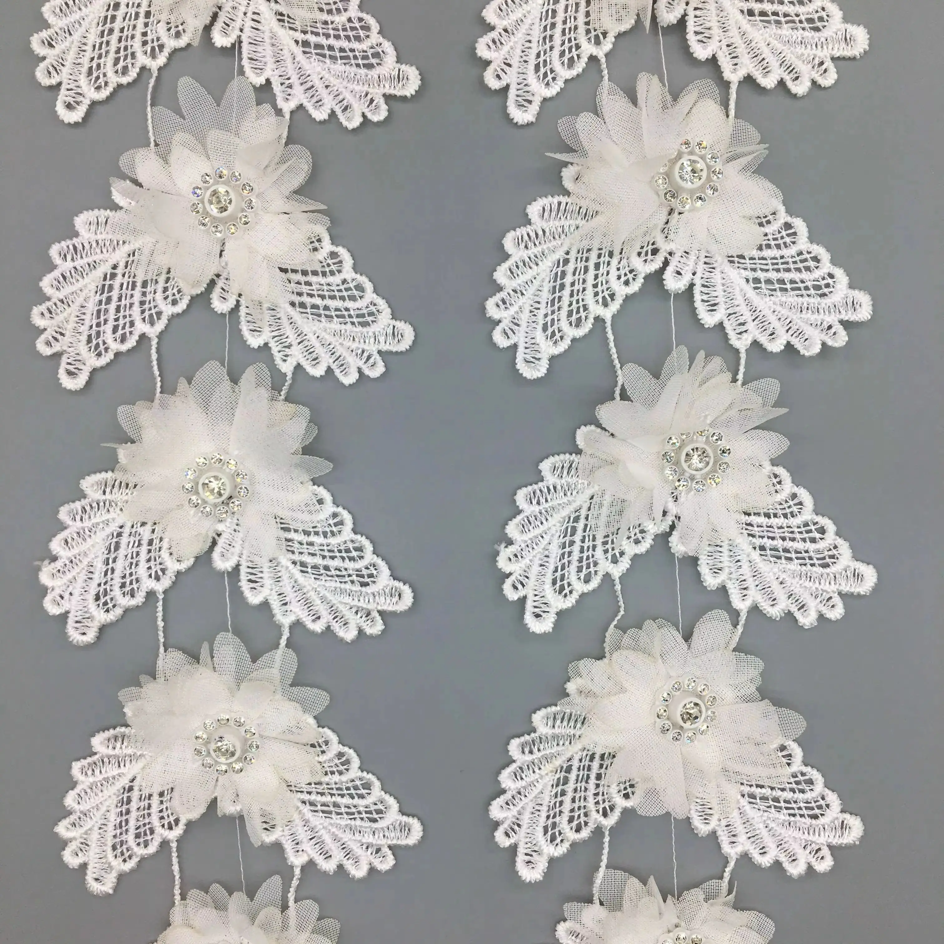 1 Yard Chiffon Diamond Flower Butterfly Lace Trim Ribbon Fabric Handmade Embroidered Applique Wedding Dress Sewing Craft Decor 4