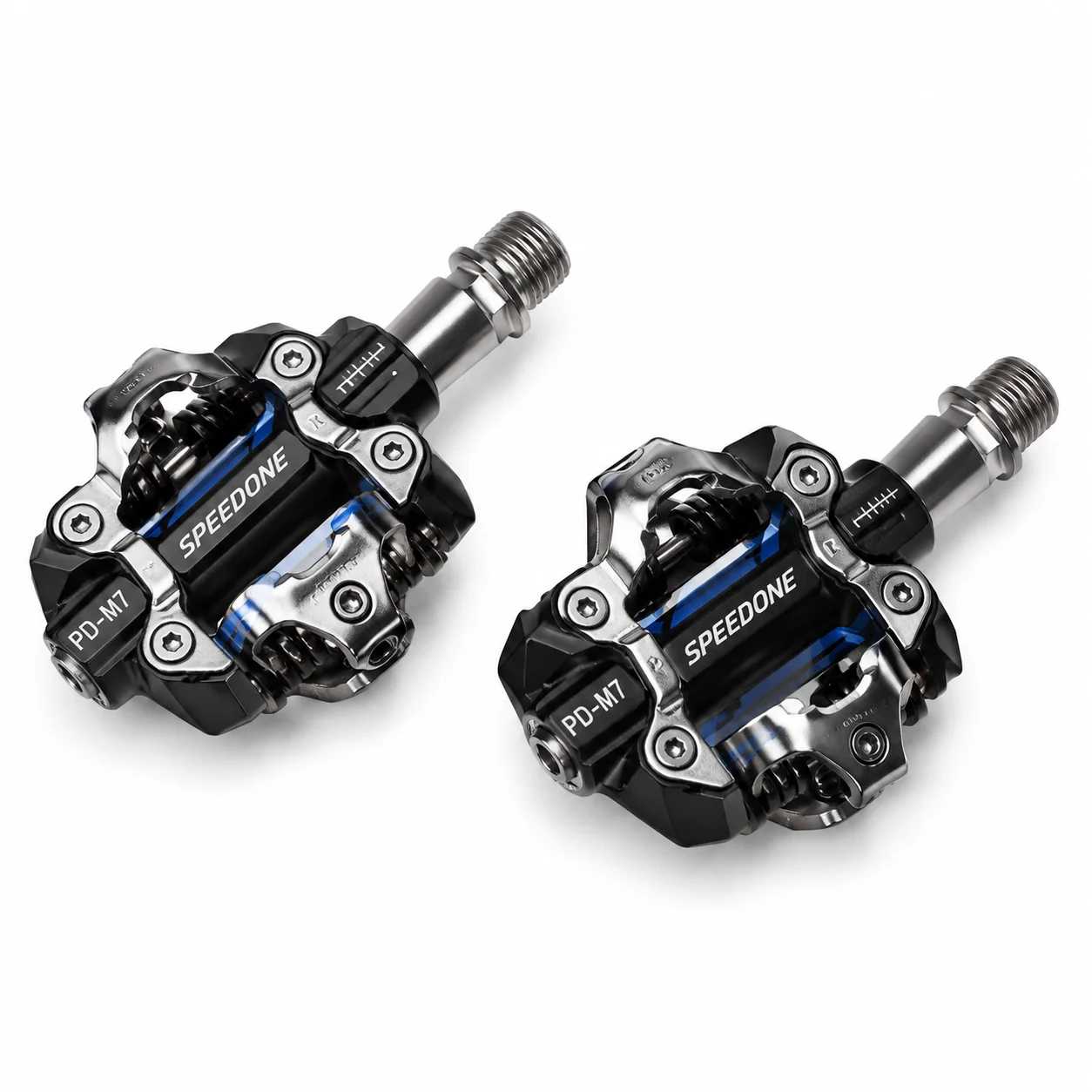 SPEEDONE PD-M7 Mountain Bike Clipless Pedals Double-Sided Aluminum Alloy DU Bearing 9/16 Inch with Cleats for XC Trail Cycling