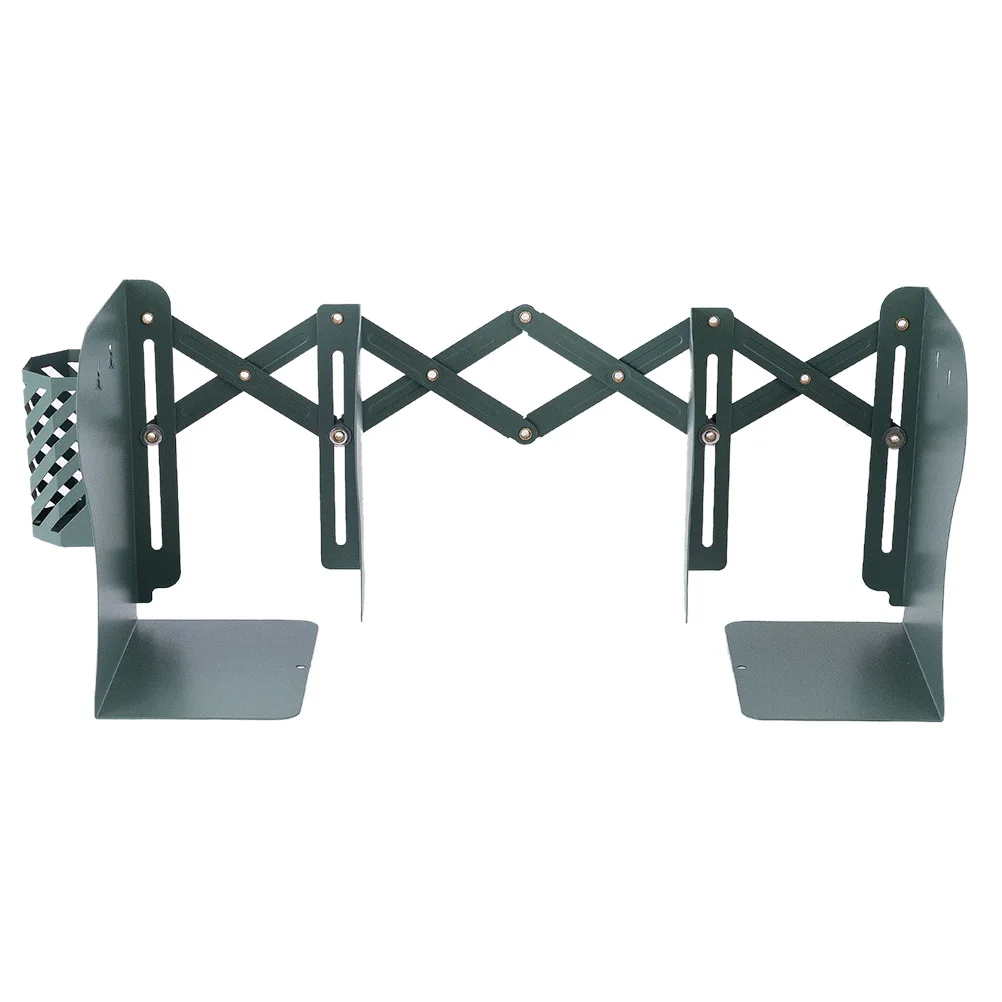 Metal Telescopic Bookends with Pen Holder Anti-Rust Desk Shelf Organizer Creative Design for Home Office Library