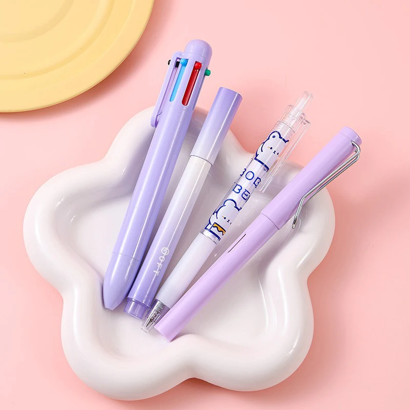 Kawaii Stationery 7-piece Set(6-color Ballpoint Pen Gel Pen Pencil Marker Utility Knife Correction Tape Eraser) Student Souvenir