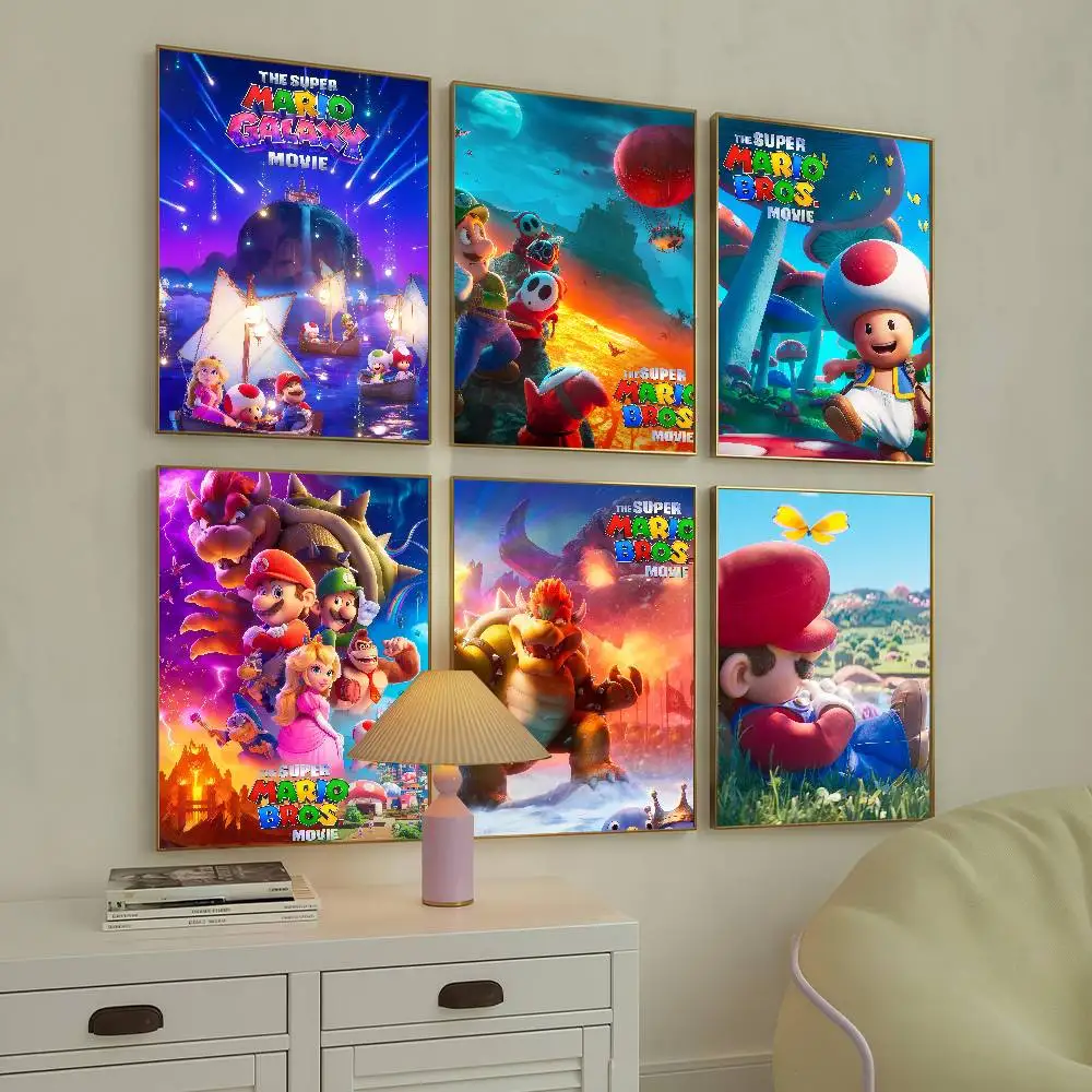 Affiche de film galaxie Super m-mario-s, autocollant de décoration murale adapté à la maison, salon, chambre à coucher, bureau, Bar