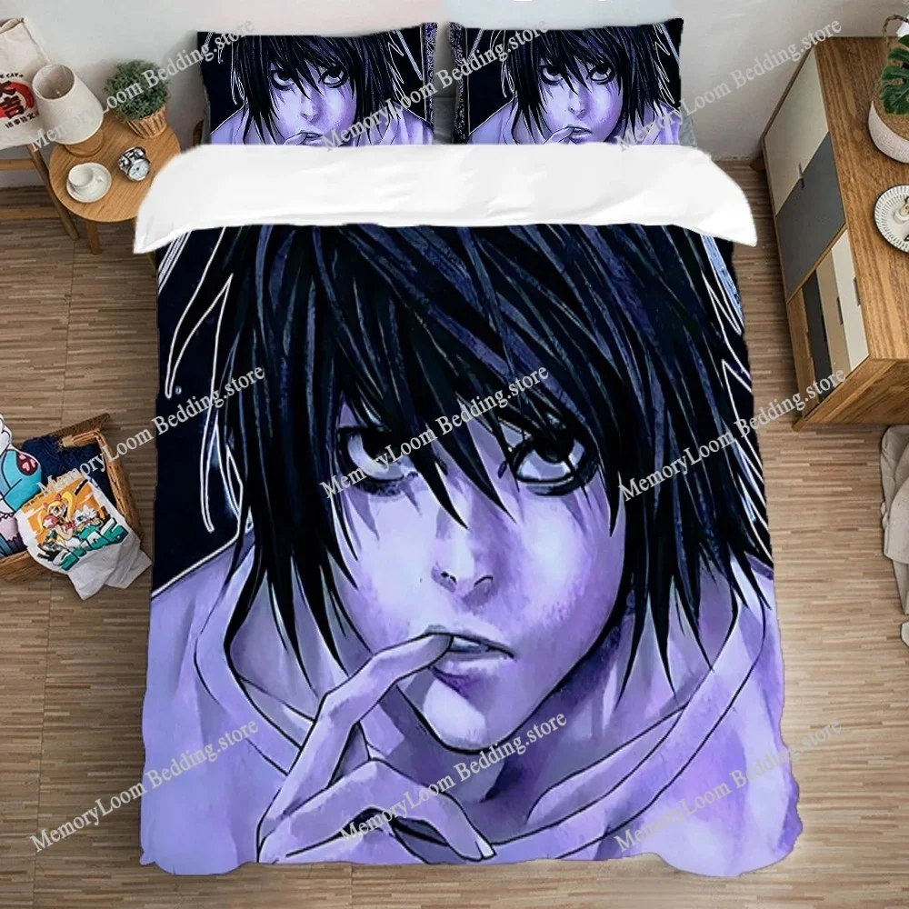 

Bedding Set Double Size Anime L-Lawliet Queen Bed Comforter Sets Art Fashion Quilt Cover Duvet Covers Pillowcase Linen Home