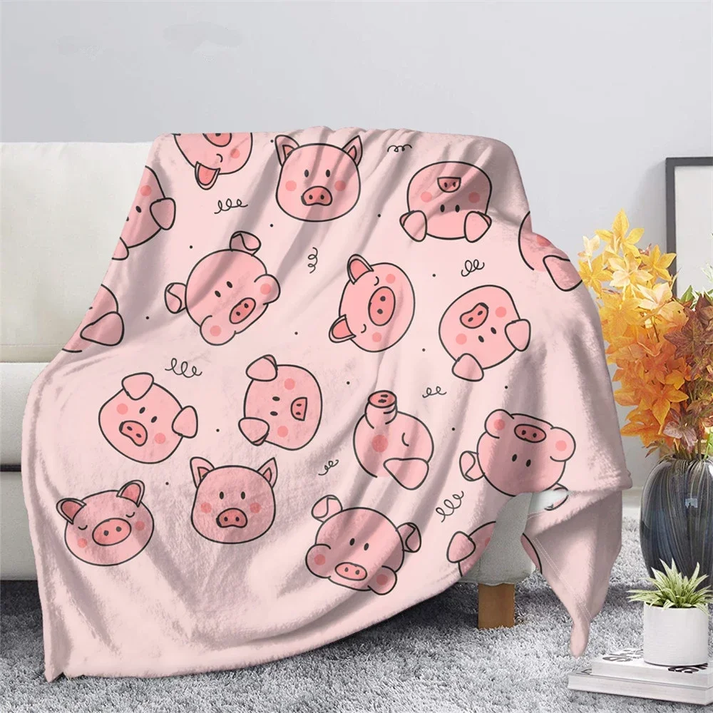 Blanket Warm Bedroom Bed Blanket Sofa Bedding Travel Adult Child Quilt Tv Cute Pig Pink Wool Blanket плед для кровати