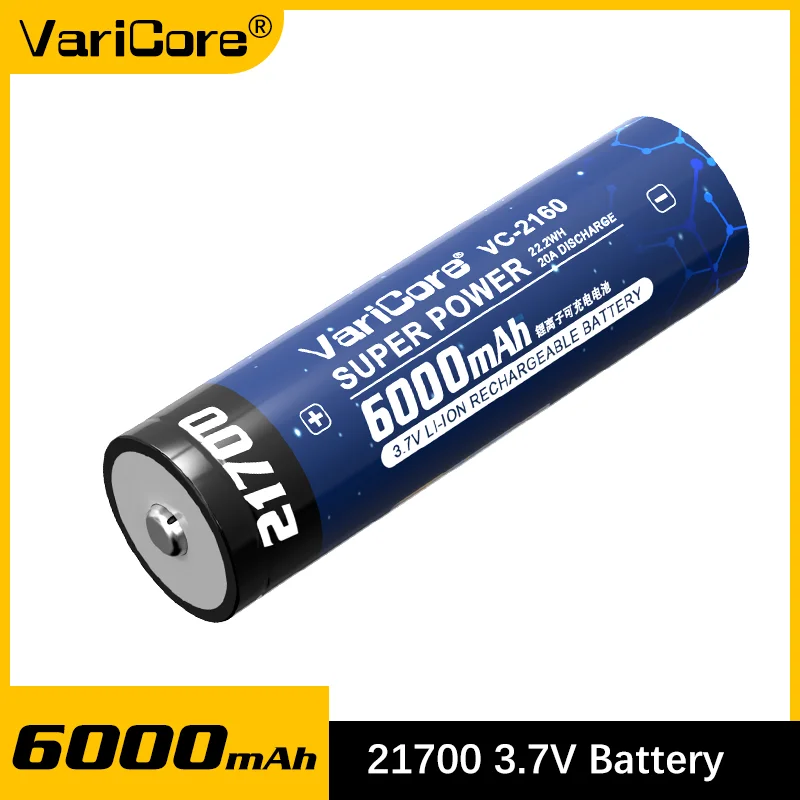 

VariCore VC-2160 21700 Battery 6000mAh 3.7V 20A Continuous Discharge Rechargeable Li-ion for Power Tools/E-bike