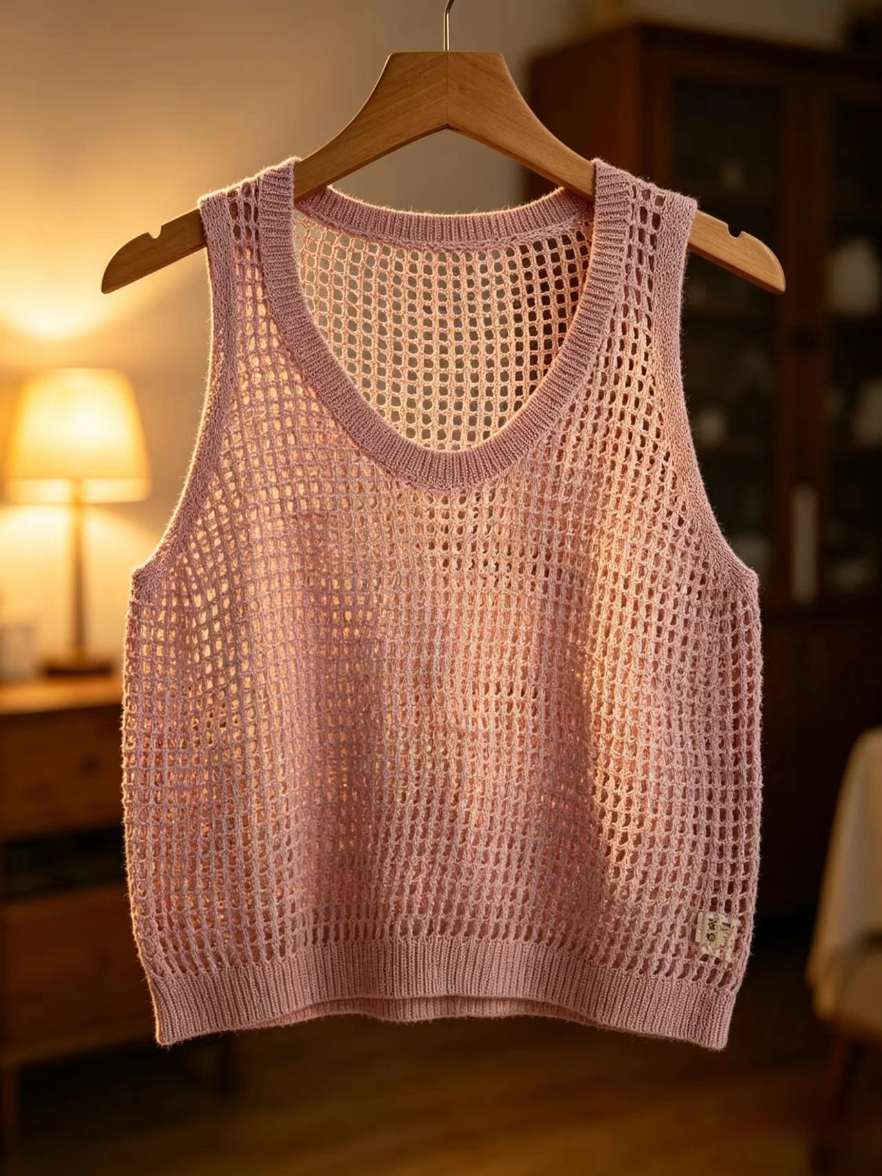 

Ladies Elegant Knitted Hollow Top Summer Versatile Outfit Upper Apparel Casual Chic Openwork Design Fashionable Women's Tee