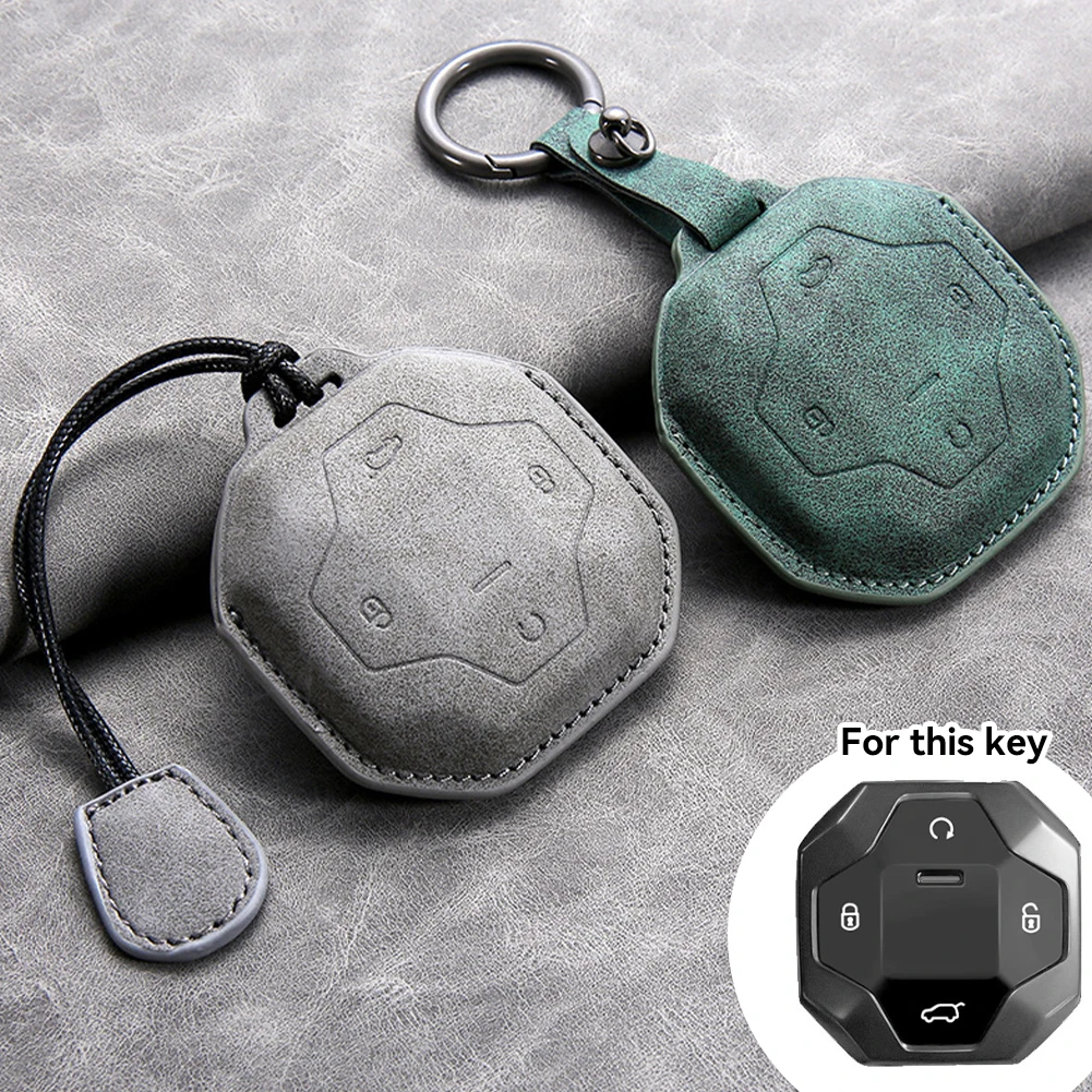 4 Buttons Car Remote Control Key Case Suede Leather Key Protect Cover Shell Accessories For Chery Jetour T2 Traveler 2023 2024