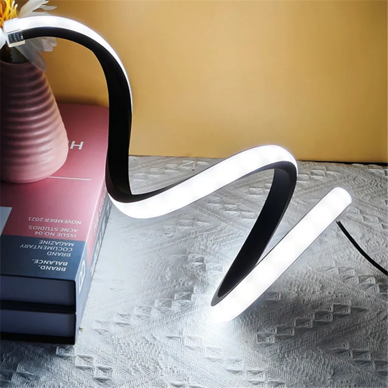 

Adjustable Spiral Night Light USB Powered For Bedroom Living Room Office Decoration Modern LED Bedside Lamp