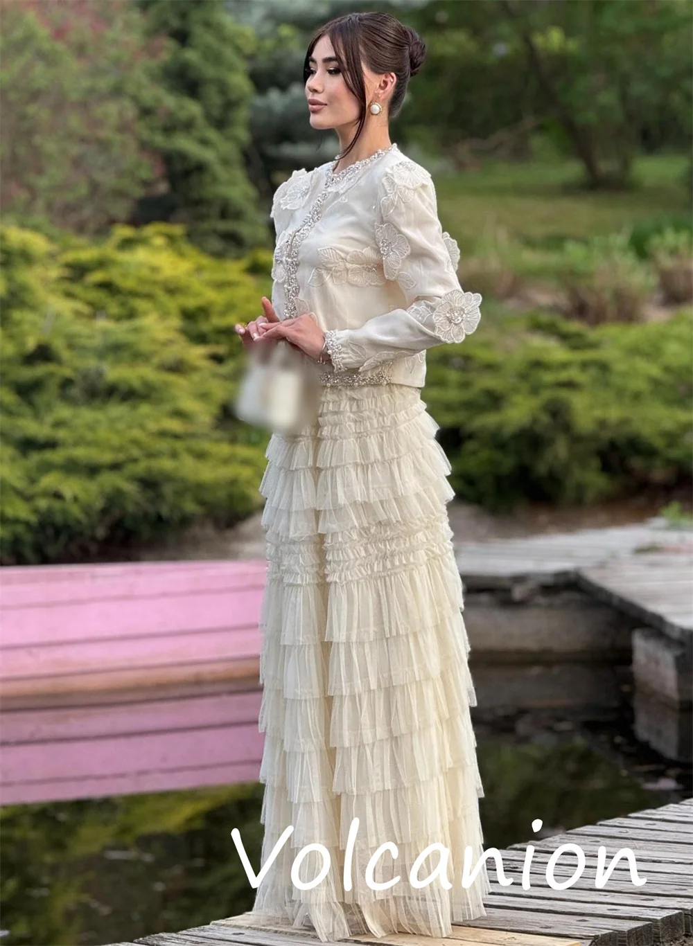 Robes longues personnalisées en mousseline de soie, Style moderne, plissées à paillettes, ligne a, col rond, sur mesure, pour occasions assorties