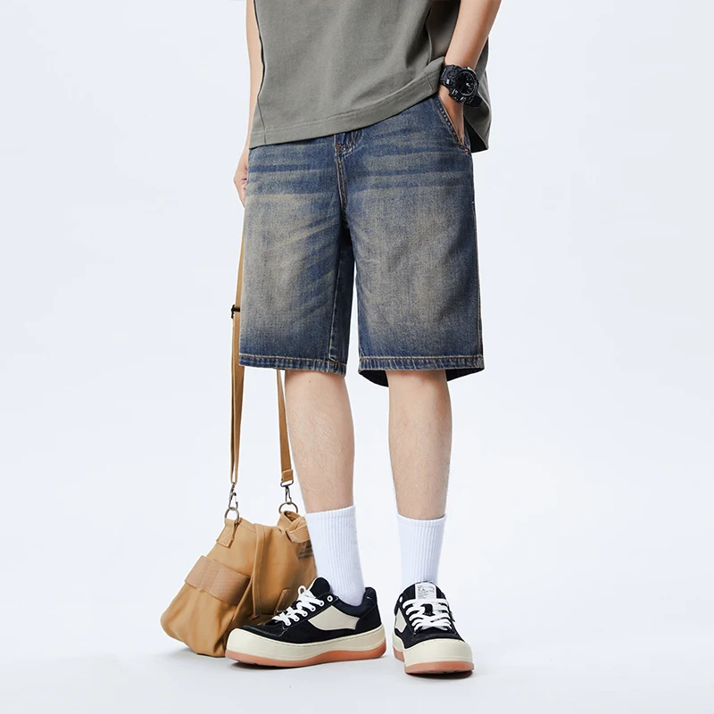 

XY9943 New trend of casual washed American vintage denim shorts men's summer thin section five pants
