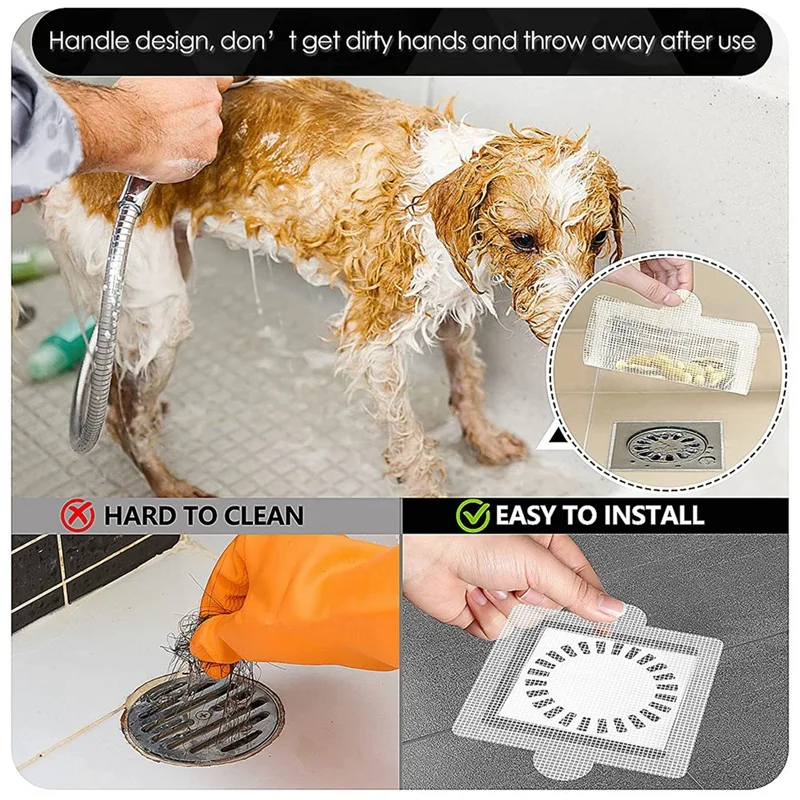 Disposable Hair Catcher Shower Drain Floor Sink Strainer Filter Mesh With Stickers For Bathroom And Kitchen 30 Pack