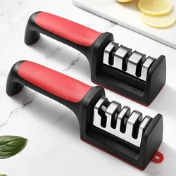 Kitchen 3-Segment Knife Sharpener Household Multi-Functional Hand-Held Three-Purpose Black Sharpening Stone Kitchen Artifacts