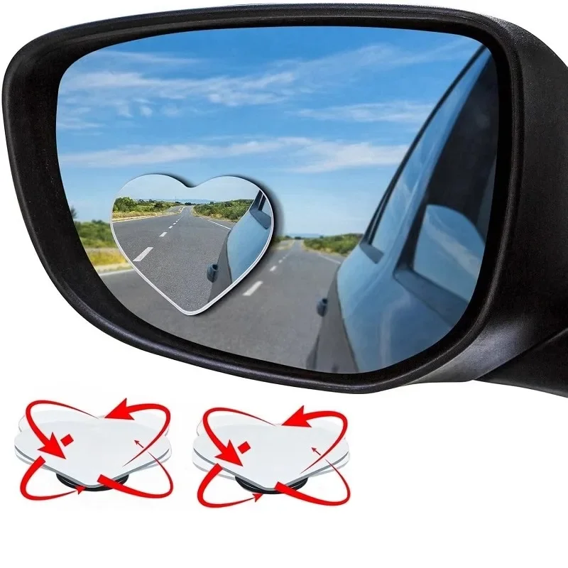 2pcs Car rearview mirror heart shape high definition auxiliary wide angle love mirror convex surface