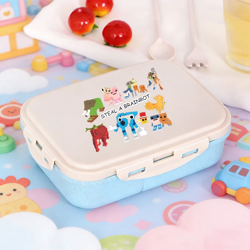 

Steal A Brainrot Lunch Boxes Kids Cute Anime Print Man Kawaii Separate Lunch Box Girl Student Picnic Bento Case Party Games Gift