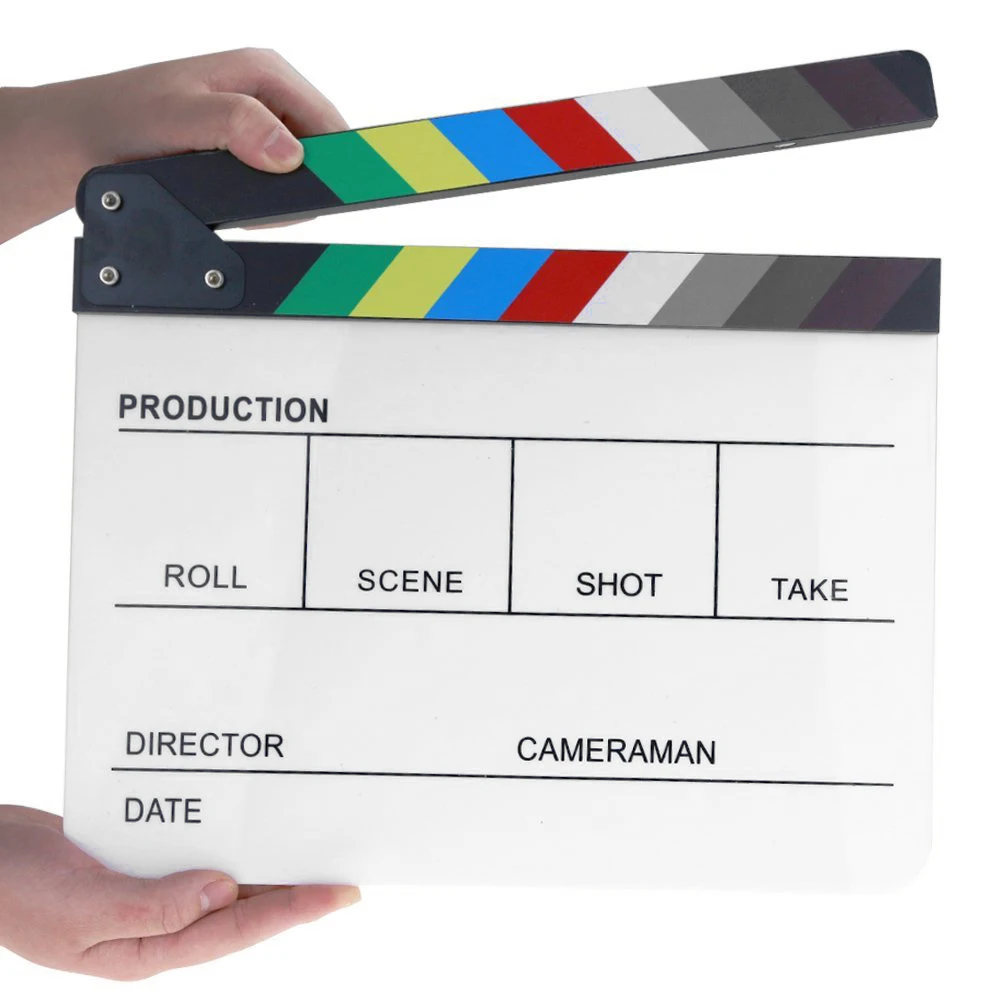 رائجة البيع فيلم كلابر مجلس نسيج دقيق ملون مدير مشهد الفيديو Clapperboard الاكريليك الجاف محو فيلم فيلم كلابر
